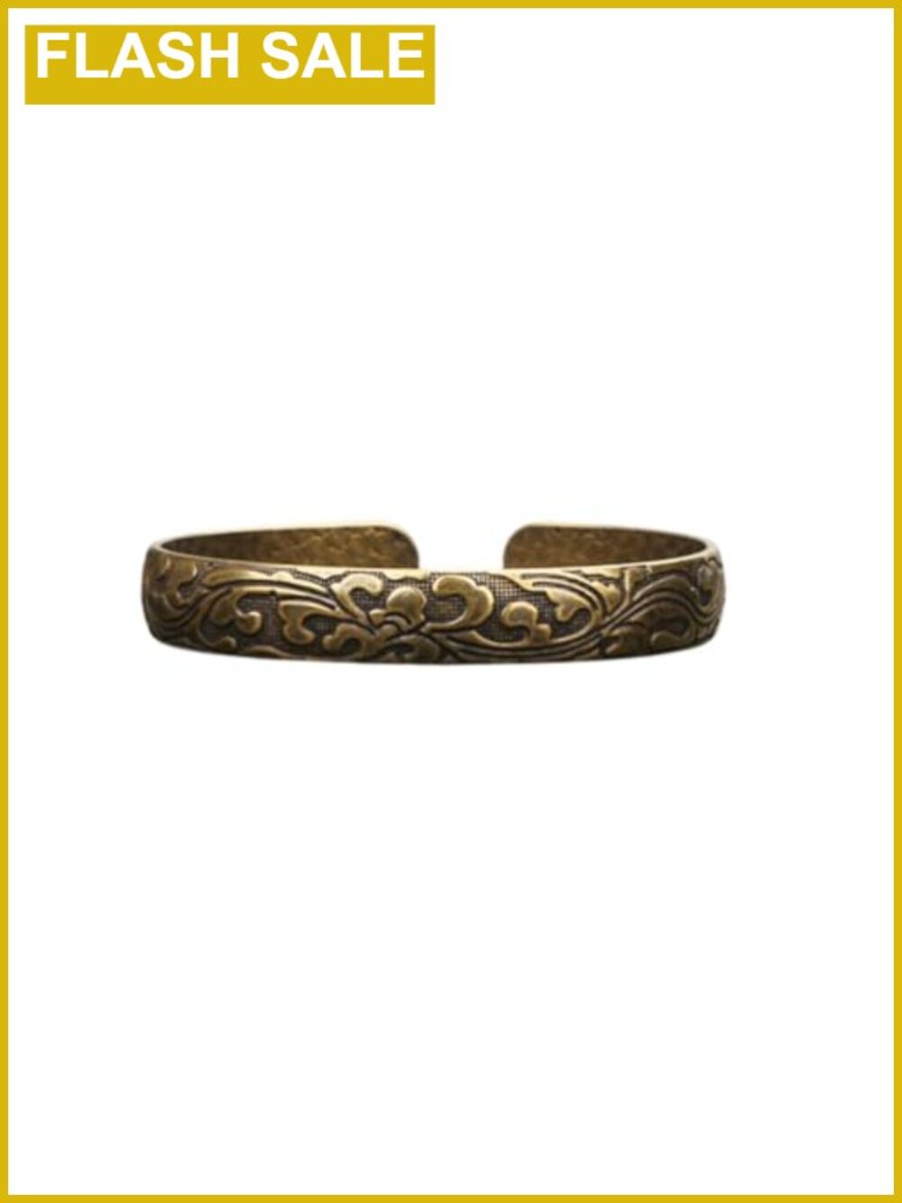 Brass Vintage Open Bangle Delicate Flower Bracelet Adjustable